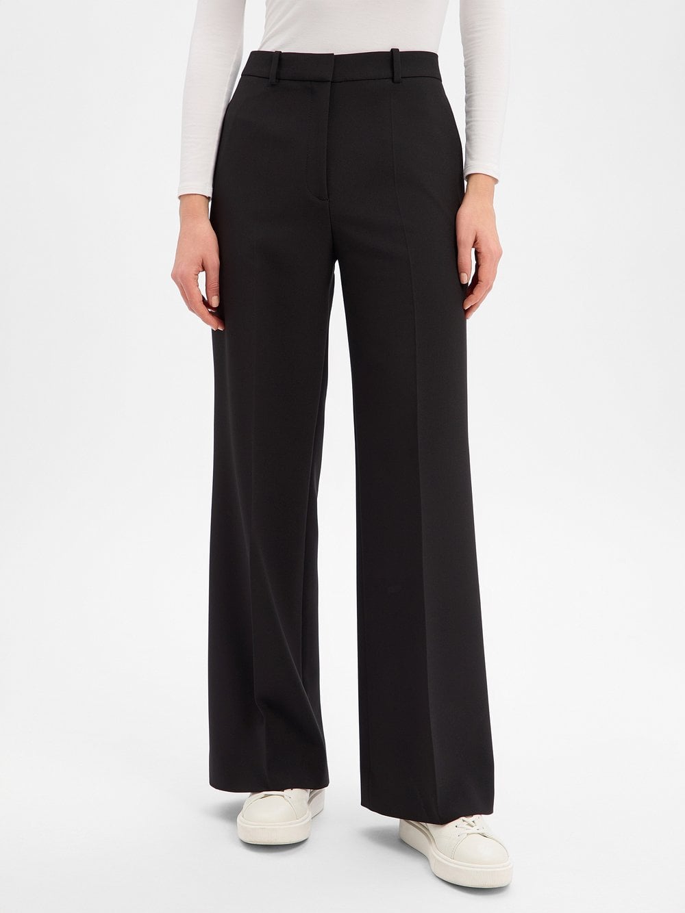 HUGO Damskie spodnie materiałowe - Hasmina Kobiety Sztuczne włókno czarny jednolity, 36