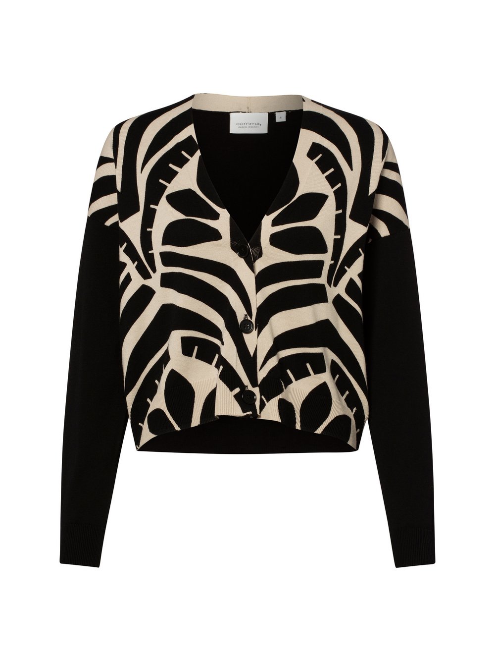 comma casual identity Kardigan damski Kobiety Bawełna czarny|beżowy wzorzysty, S