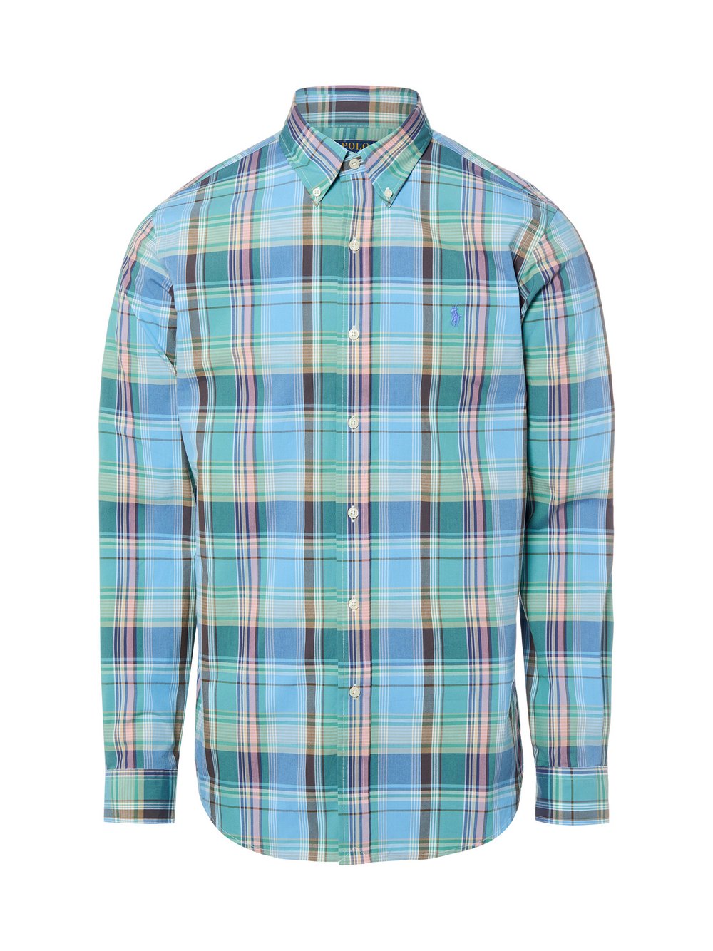 Polo Ralph Lauren Koszula męska - Custom Fit Mężczyźni Regular Fit Bawełna niebieski|zielony|wielokolorowy w kratkę, M