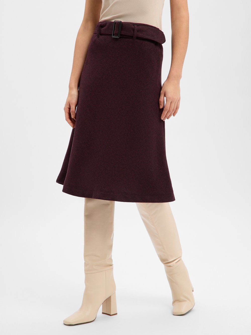 Marie Lund Damska spódnica midi z wełną Kobiety Sztuczne włókno czerwony marmurkowy, 42