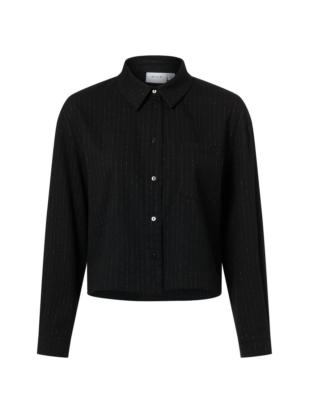 Vila Damska bluzka koszulowa - VIMagnolia Kobiety Sztuczne włókno srebrny|czarny w paski, 36