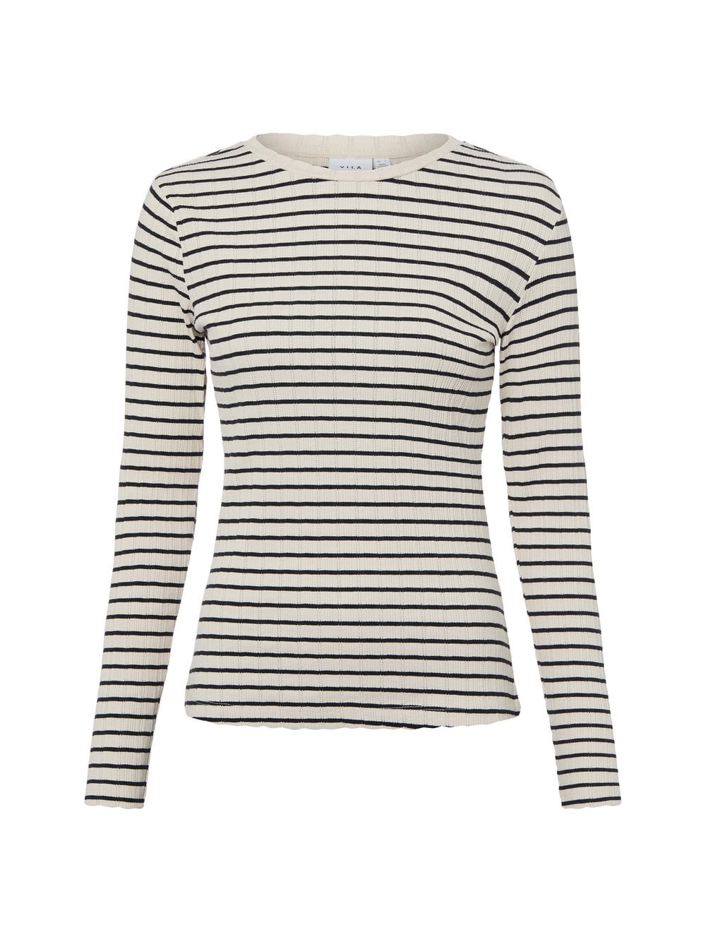 Vila Damska koszula z długim rękawem - VIAmeline Kobiety Bawełna beżowy|czarny w paski, L