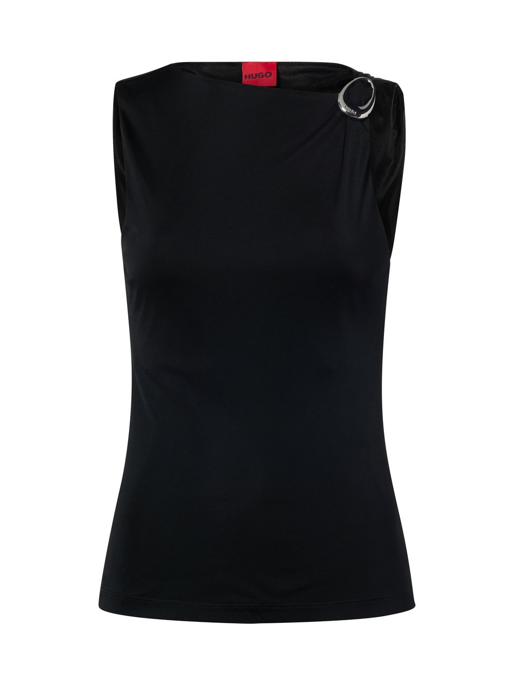 HUGO Top damski - Dastasy Kobiety wiskoza czarny jednolity, L