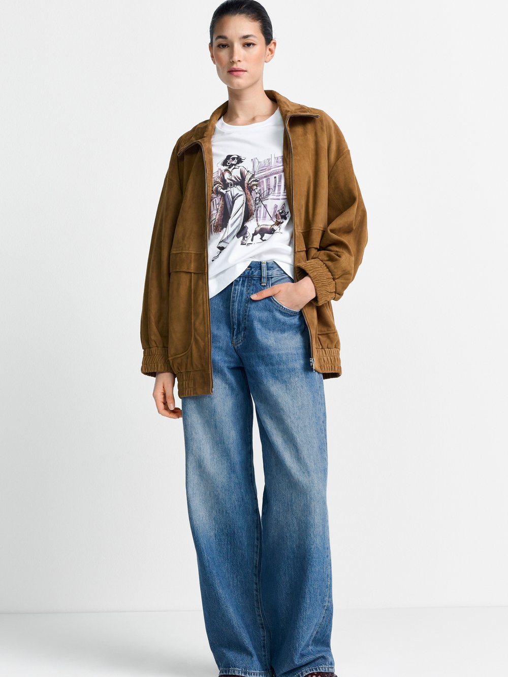 Rich & Royal Koszulka damska Kobiety Bawełna biały|brązowy nadruk, XS