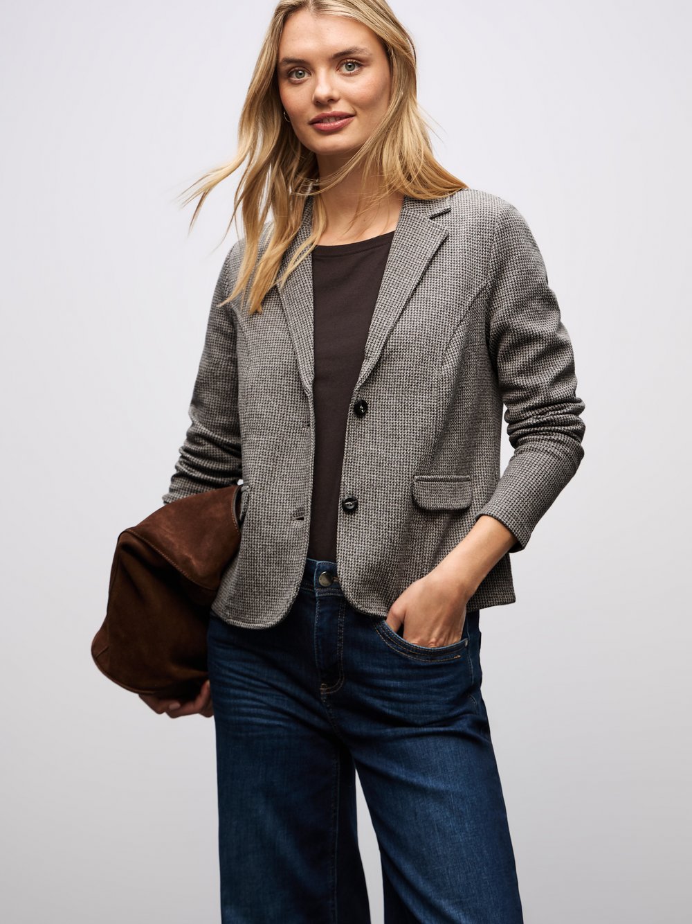 Street One Marynarka damska w kratę Kobiety brązowy|szary|beżowy w kratkę, 46