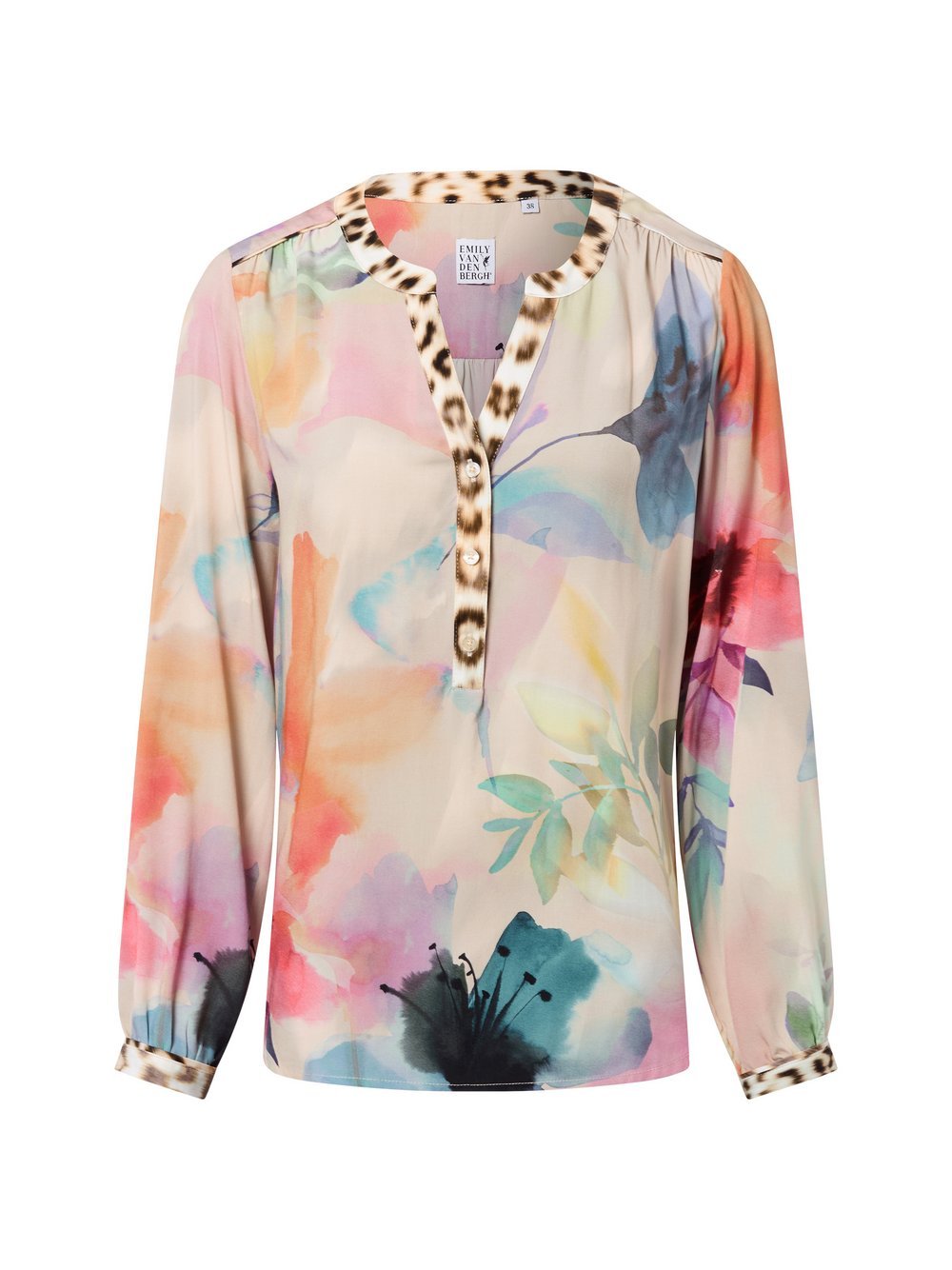Emily van den Bergh Bluzka damska Kobiety wiskoza beżowy|wielokolorowy wzorzysty, 44