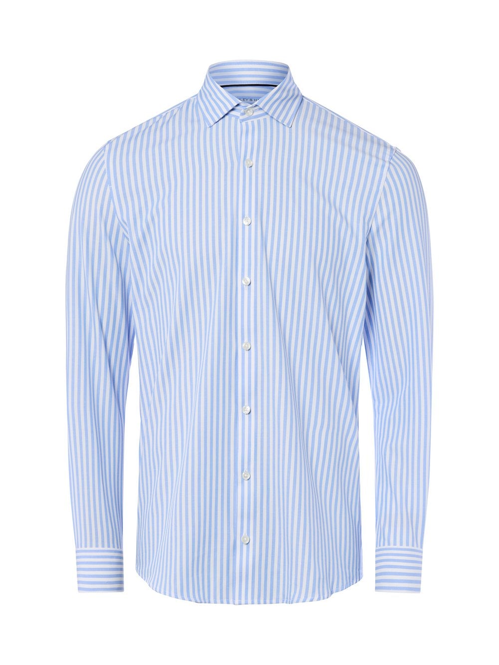 Finshley & Harding Męska koszula biznesowa Mężczyźni Super Slim Fit Bawełna niebieski|biały w paski, 45