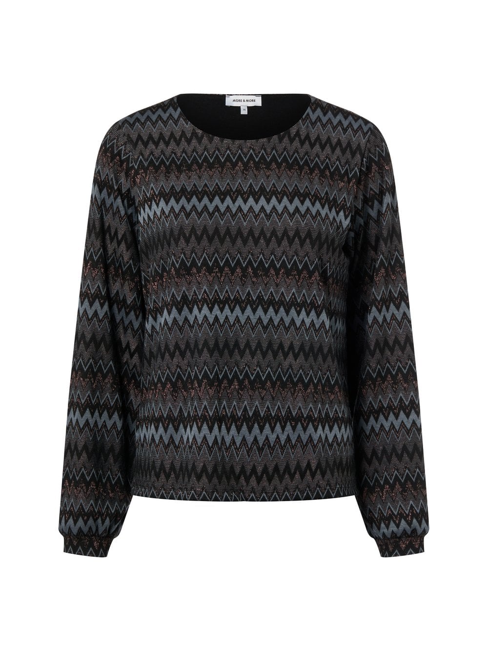 More & More Damska koszulka z długim rękawem Kobiety czarny|niebieski|brązowy wzorzysty, 38