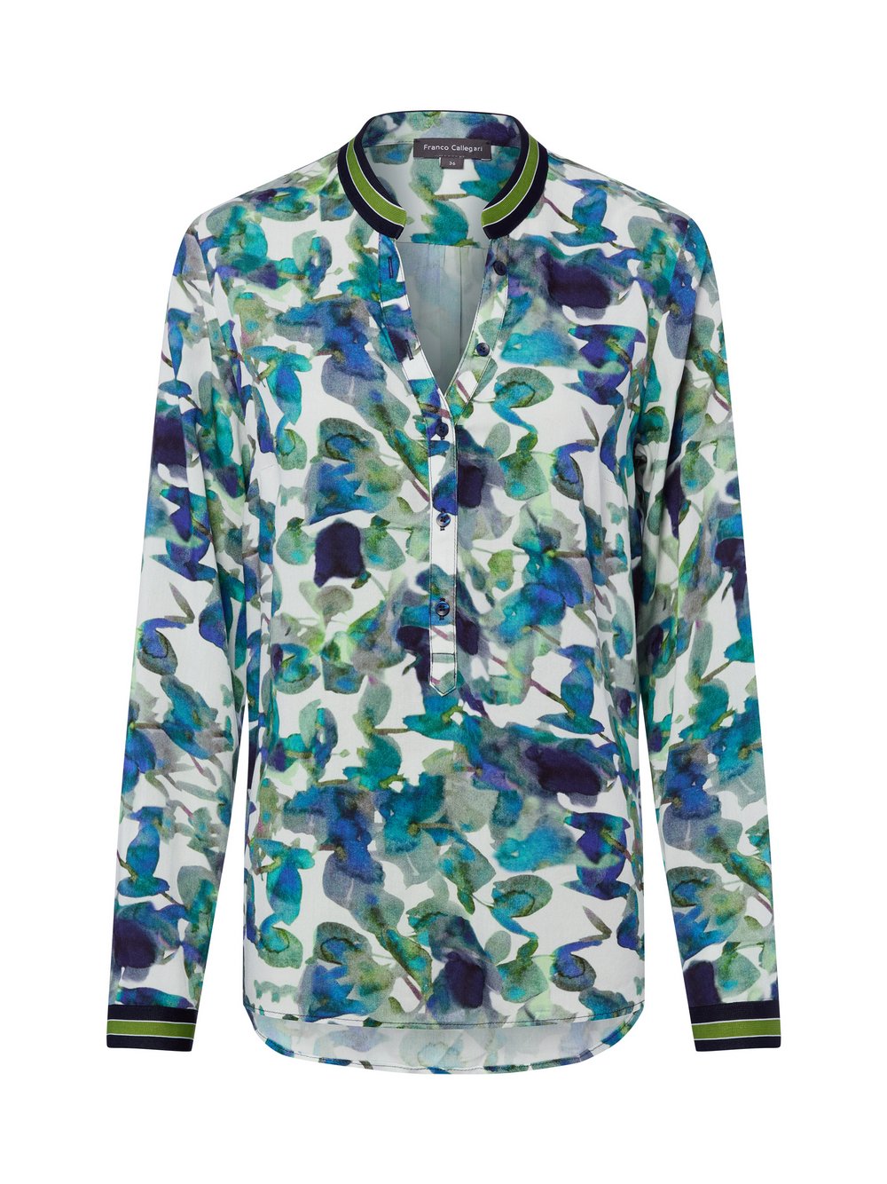 Franco Callegari Bluzka damska tunika Kobiety wiskoza niebieski|wielokolorowy|zielony wzorzysty, 46