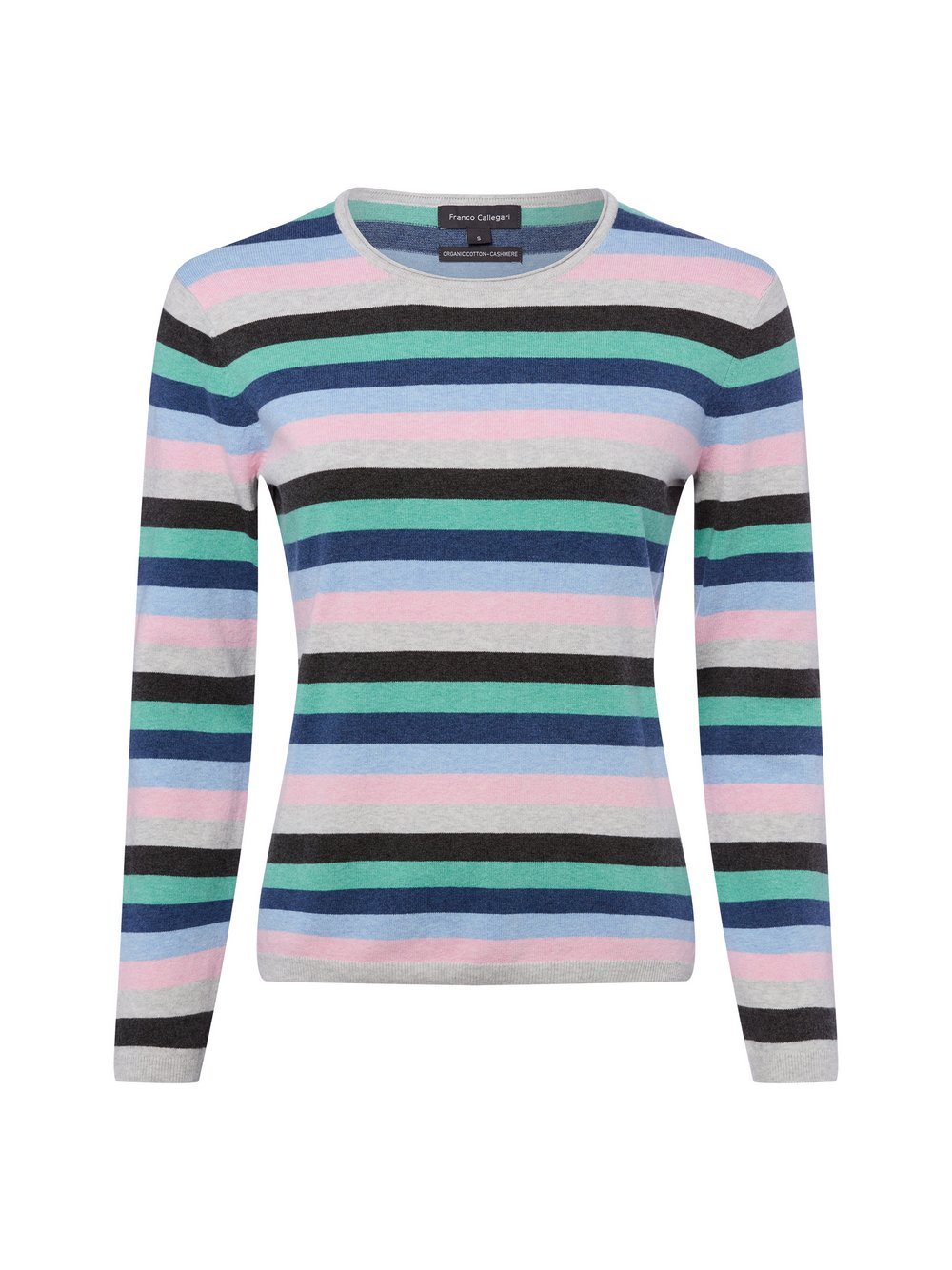 Franco Callegari Damski sweter z dzianiny z zawartością kaszmiru Kobiety niebieski|wielokolorowy w paski, L