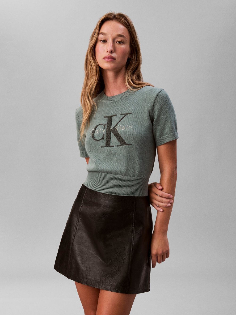 Calvin Klein Jeans Sweter damski - wrzosowy Kobiety Bawełna zielony jednolity, XL