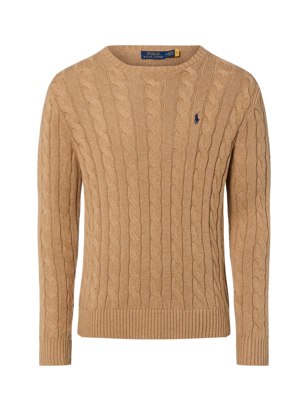 Polo Ralph Lauren Męski sweter z dzianiny Mężczyźni Bawełna brązowy jednolity, L