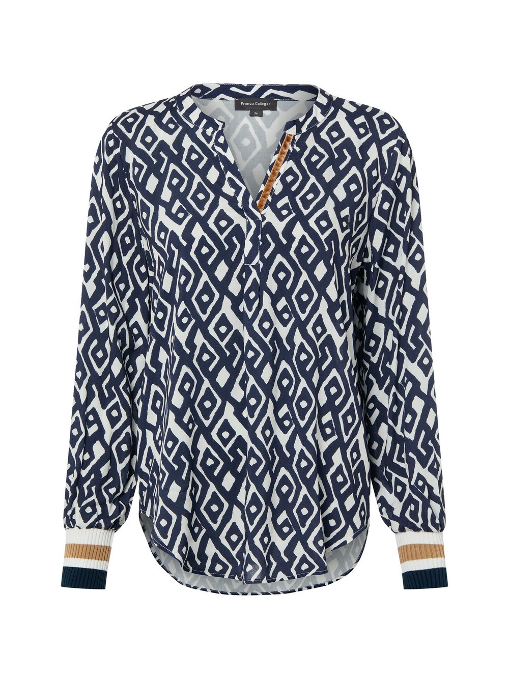 Franco Callegari Bluzka damska tunika Kobiety wiskoza niebieski|wielokolorowy wzorzysty, 38