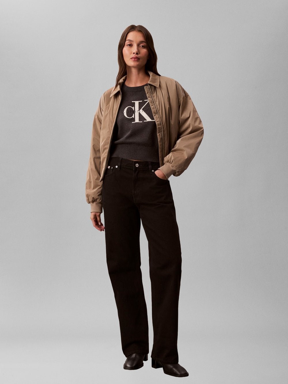 Calvin Klein Jeans Sweter damski - wrzosowy Kobiety Bawełna szary jednolity, L