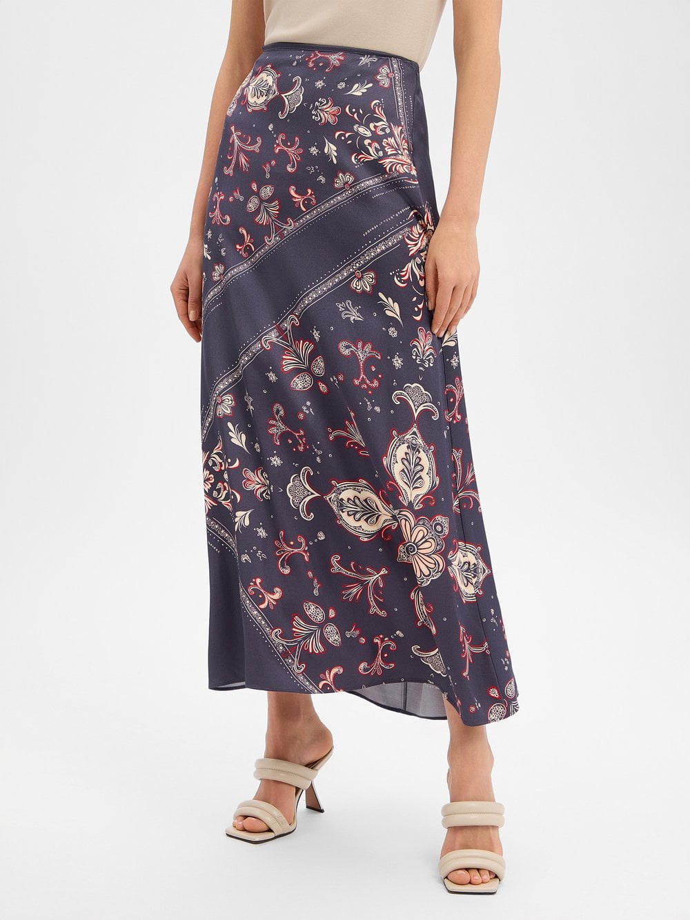 Marc Cain Spódnica damska Kobiety wiskoza szary|wielokolorowy wzorzysty, 42