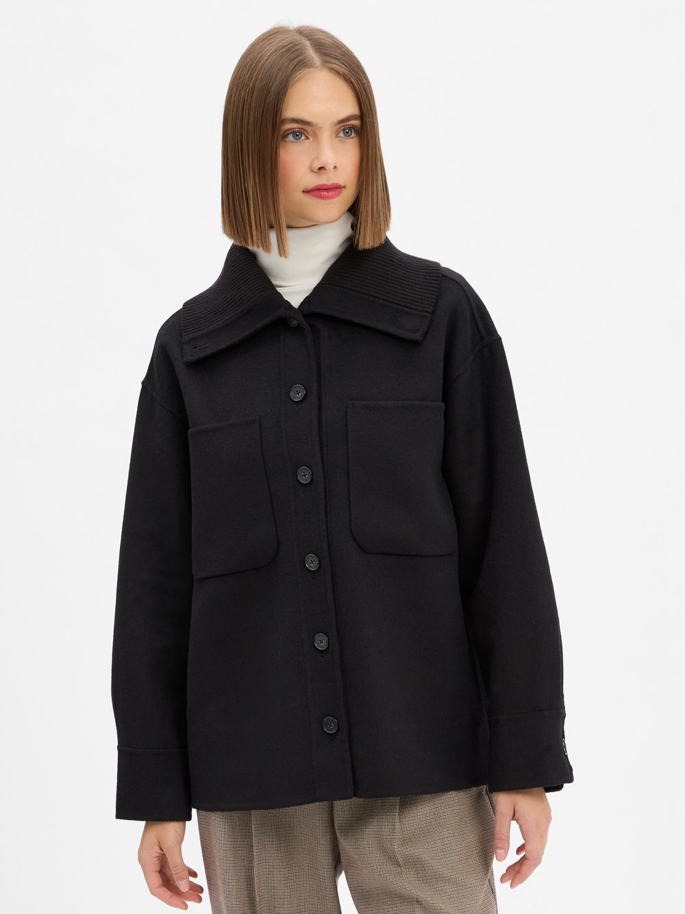 Opus Damska kurtka pudełkowa z zawartością wełny - Josia Kobiety czarny jednolity, 38