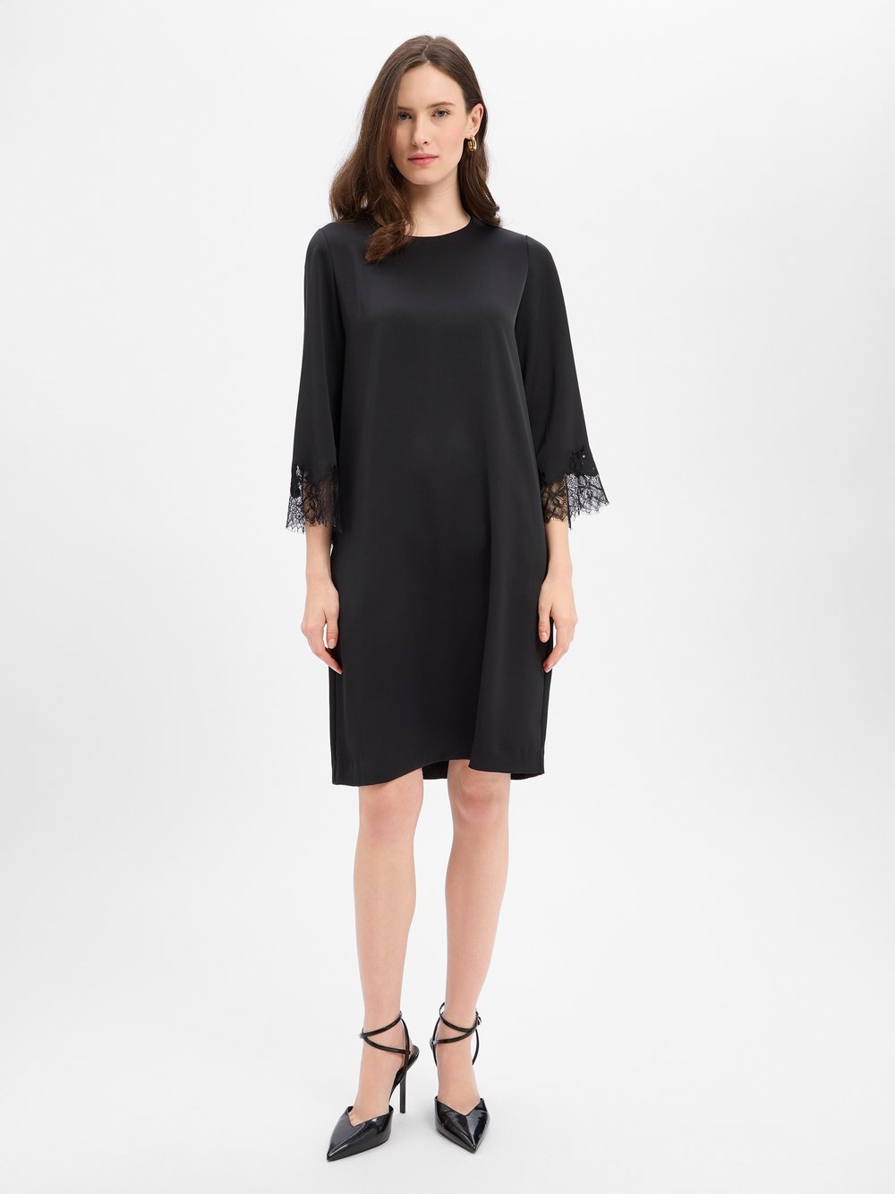 JOOP! Damska satynowa sukienka - Dancia Kobiety Sztuczne włókno czarny jednolity, 38