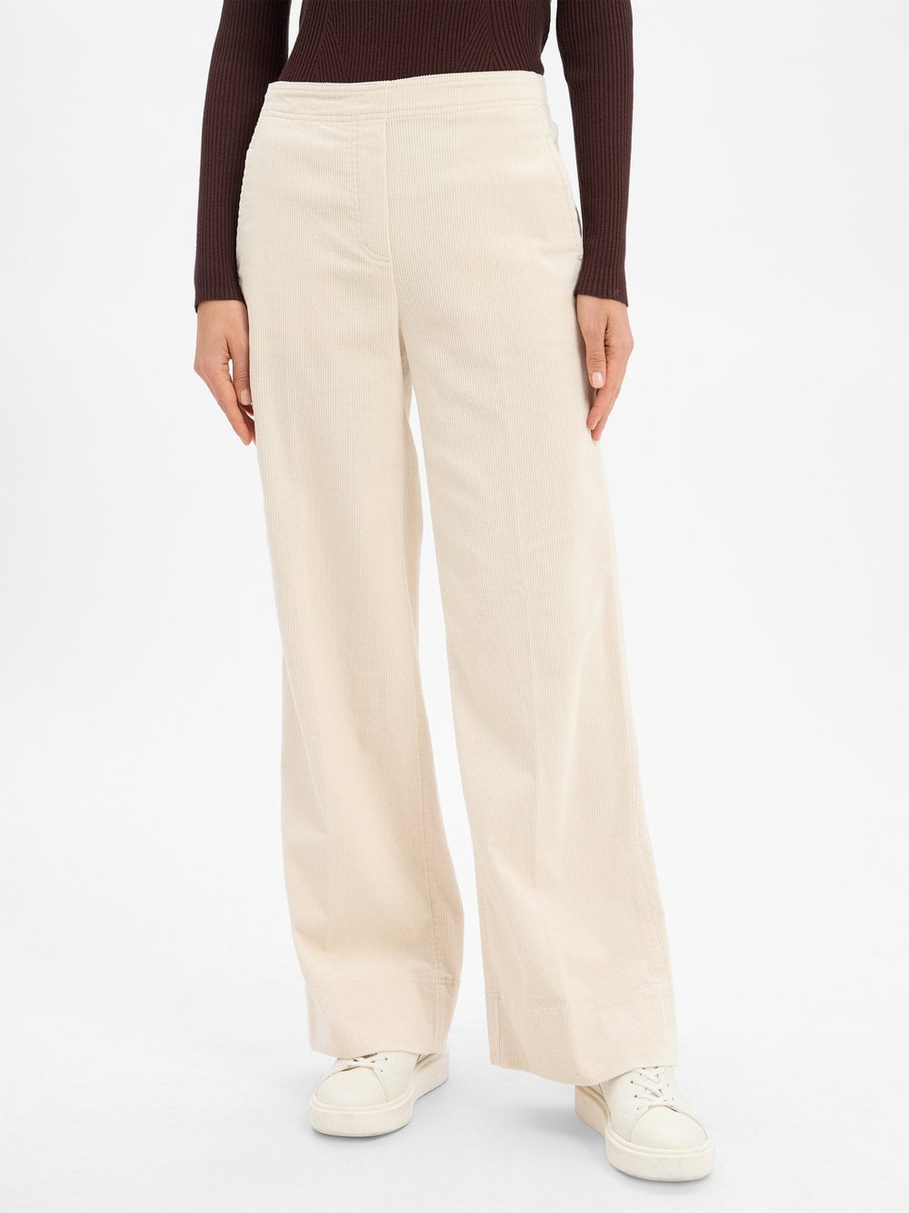 Opus Damskie spodnie sztruksowe - Mileni cargo Kobiety Sztruks biały jednolity, 38