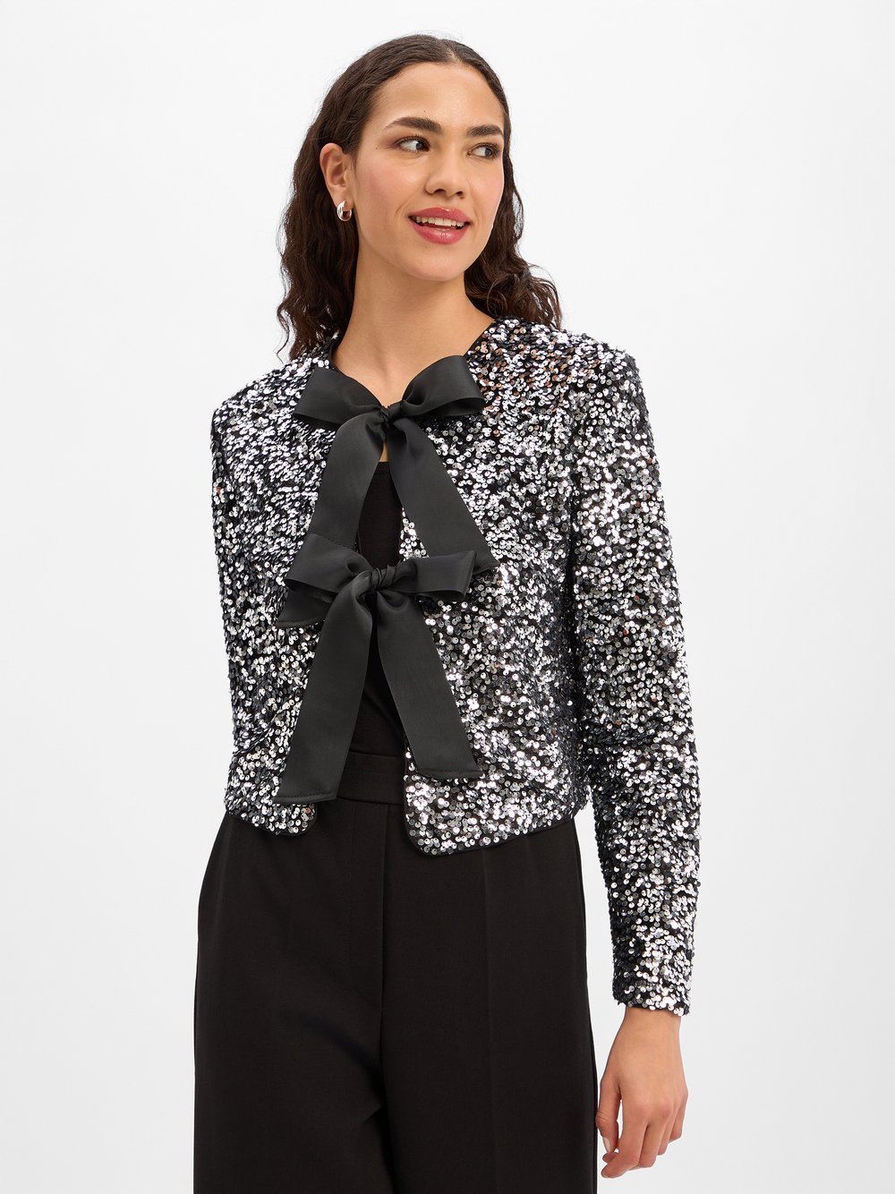 Marie Lund Damska kurtka z cekinami Kobiety srebrny jednolity, 38