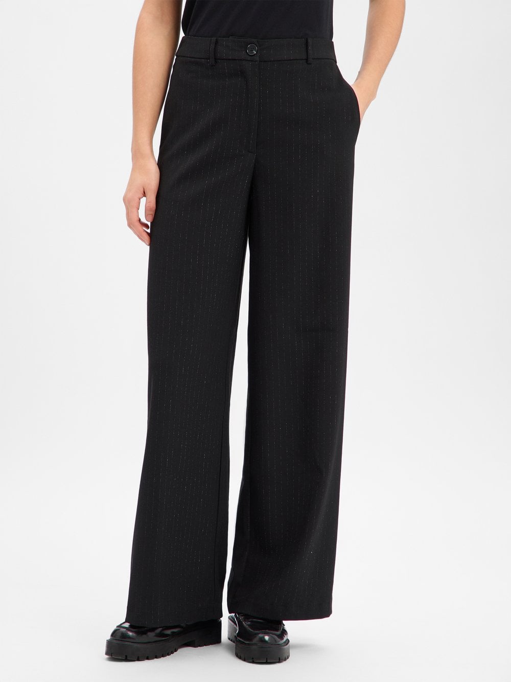 Vila Spodnie - VIMagnolia Kobiety Sztuczne włókno czarny w paski, 38