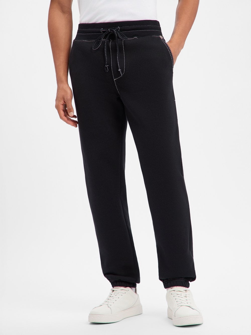 True Religion Męskie spodnie dresowe Mężczyźni Bawełna czarny jednolity, M