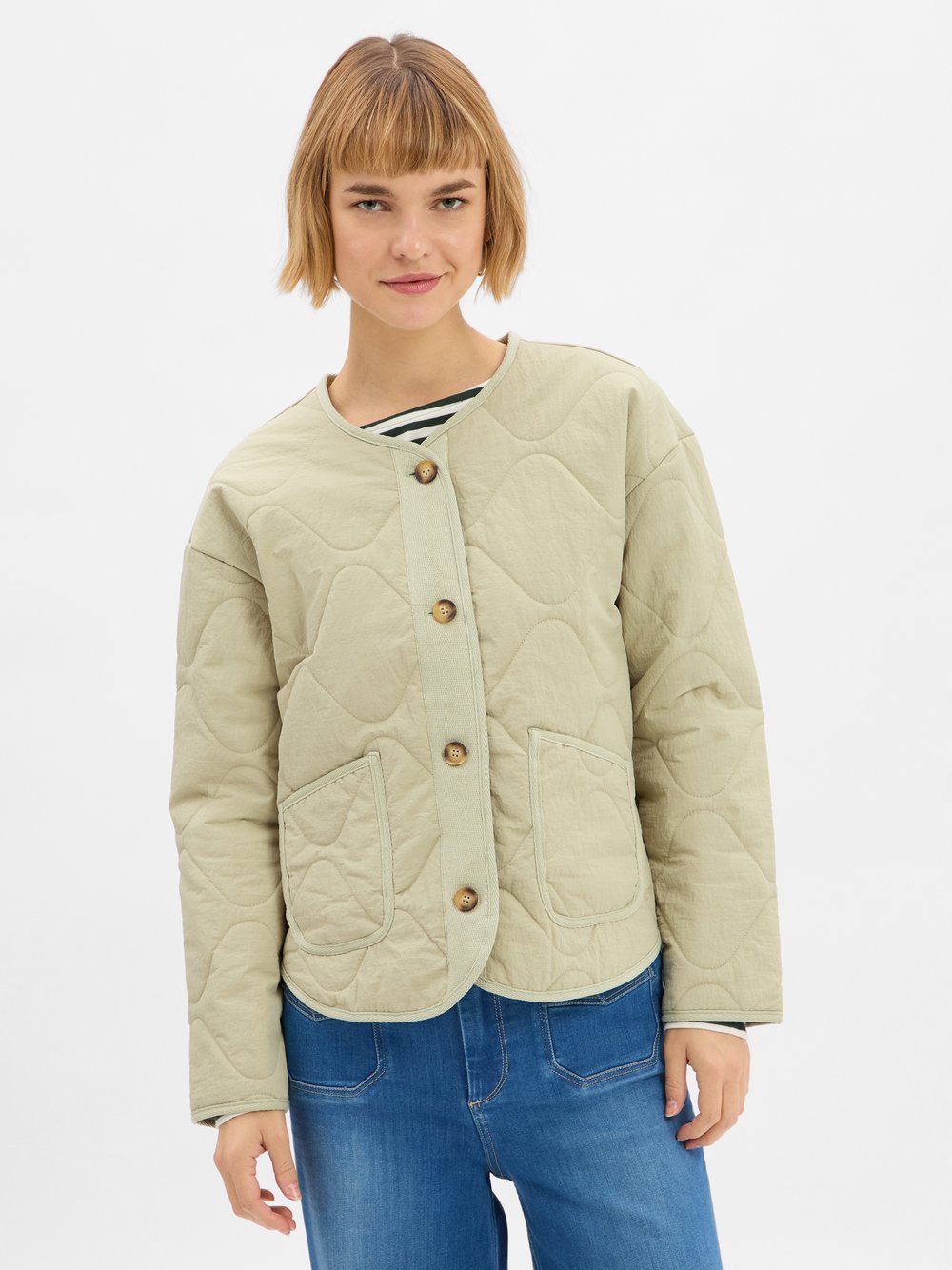 Marie Lund Damska kurtka pikowana Kobiety zielony jednolity, 36