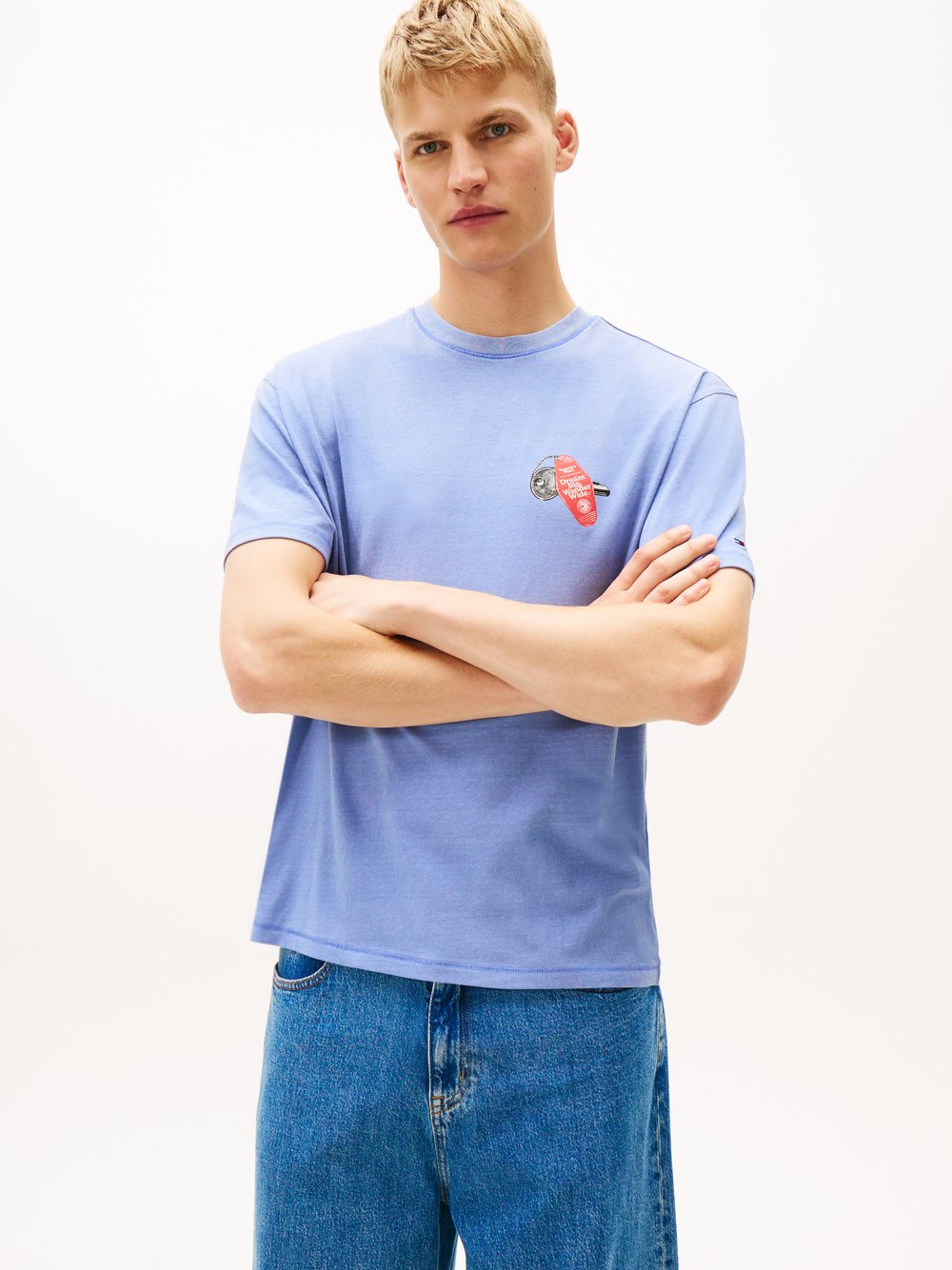 Tommy Jeans Koszulka męska Mężczyźni Bawełna niebieski nadruk, M