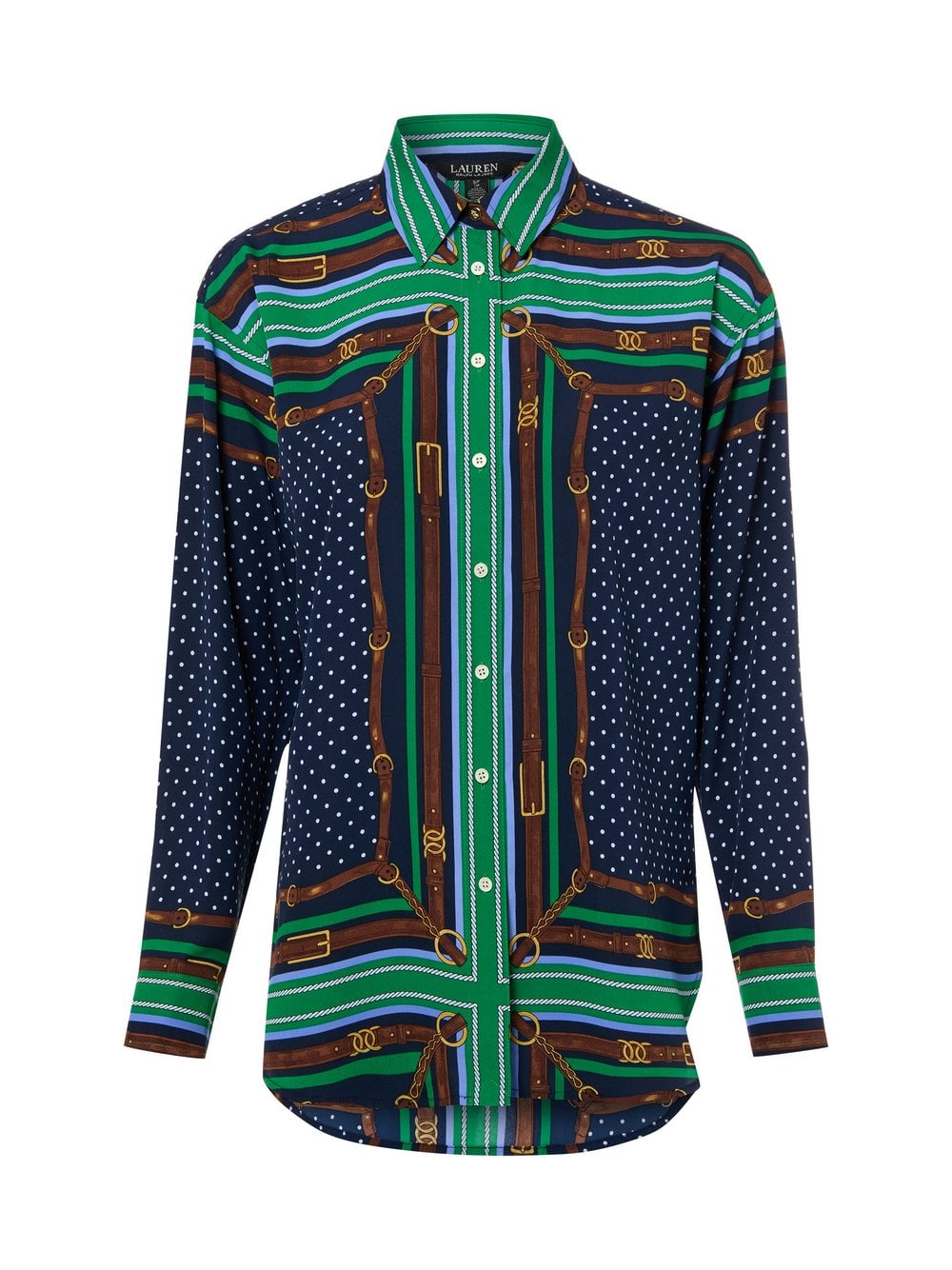 Lauren Ralph Lauren Damska bluzka koszulowa Kobiety niebieski|zielony|wielokolorowy wzorzysty, S