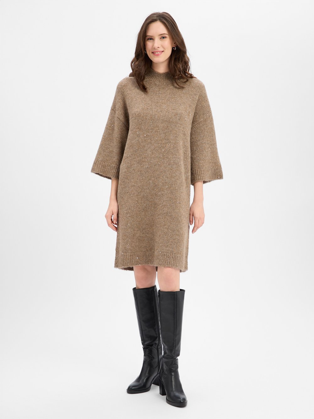 Opus Damska sukienka z dzianiny z wełną - Waliet Kobiety Sztuczne włókno brązowy marmurkowy, 40