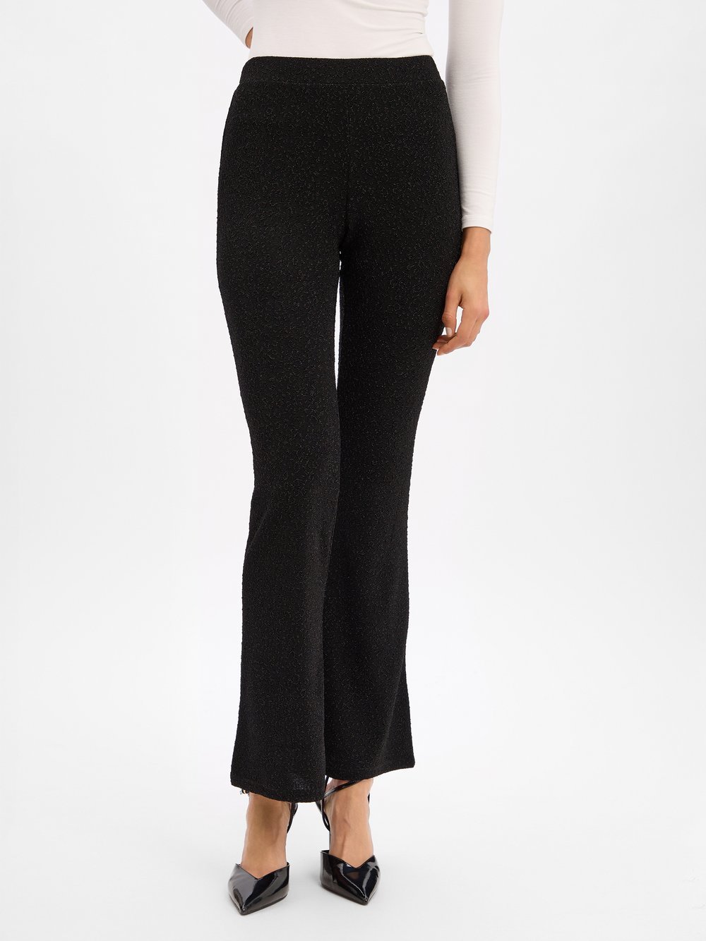 Noisy May Damskie spodnie materiałowe - NMGilly Pasa Kobiety Dżersej czarny jednolity, XS