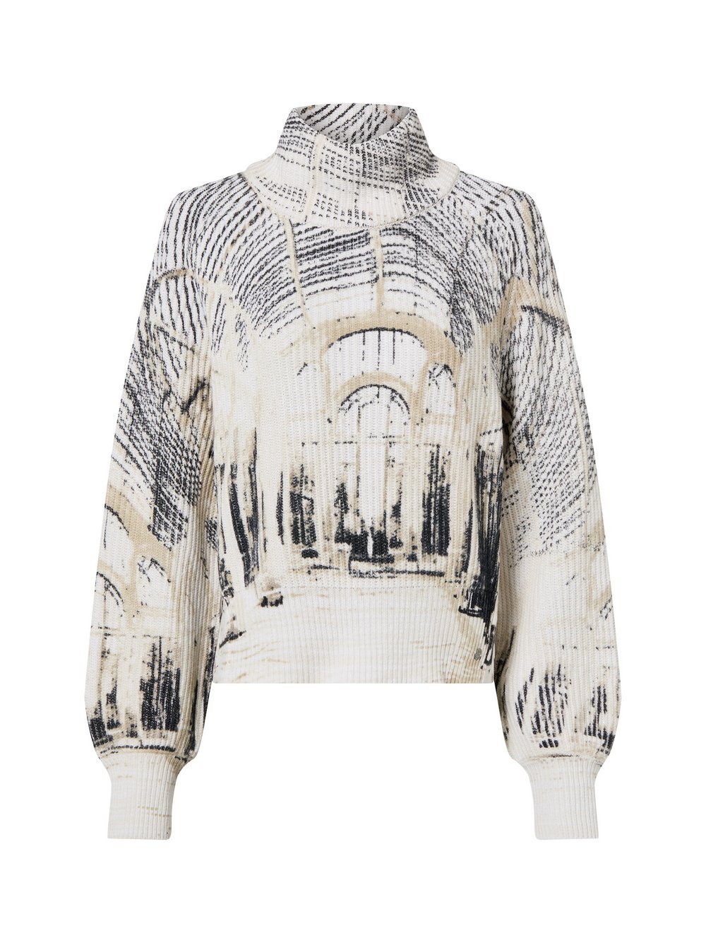 Monari Sweter damski z dzianiny Kobiety Bawełna biały|czarny|beżowy wzorzysty, 42