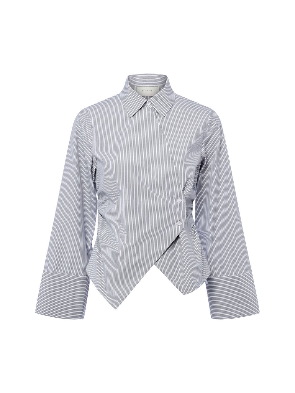 Neo Noir Damska bluzka koszulowa - Fenli Kobiety szary|biały w paski, 42