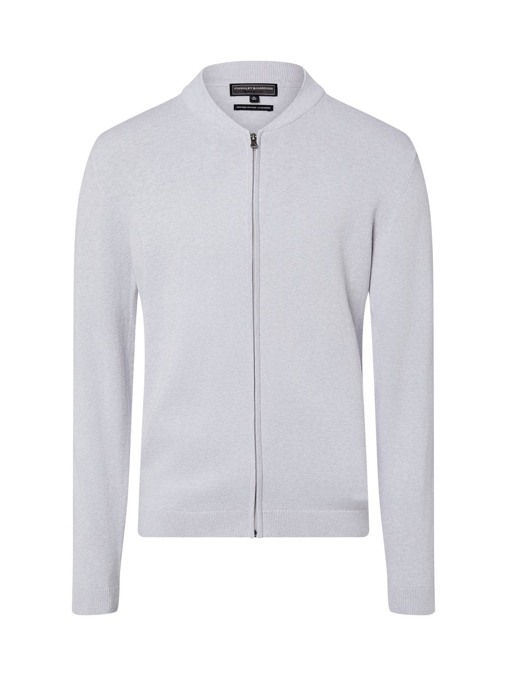 Finshley & Harding Męski kardigan z zawartością kaszmiru Mężczyźni Bawełna szary marmurkowy, L