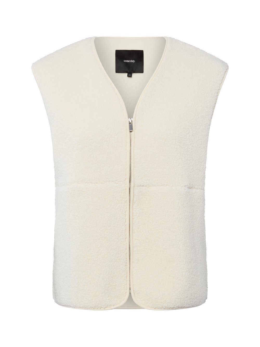 Someday Damska kamizelka z pluszowego futra - Uliv Kobiety Sztuczne włókno biały jednolity, 36