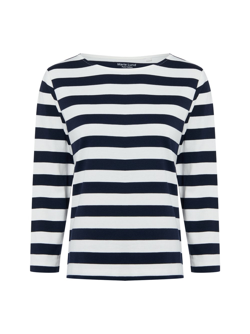 Marie Lund Damska koszulka z długim rękawem Kobiety Bawełna biały|niebieski w paski, XL
