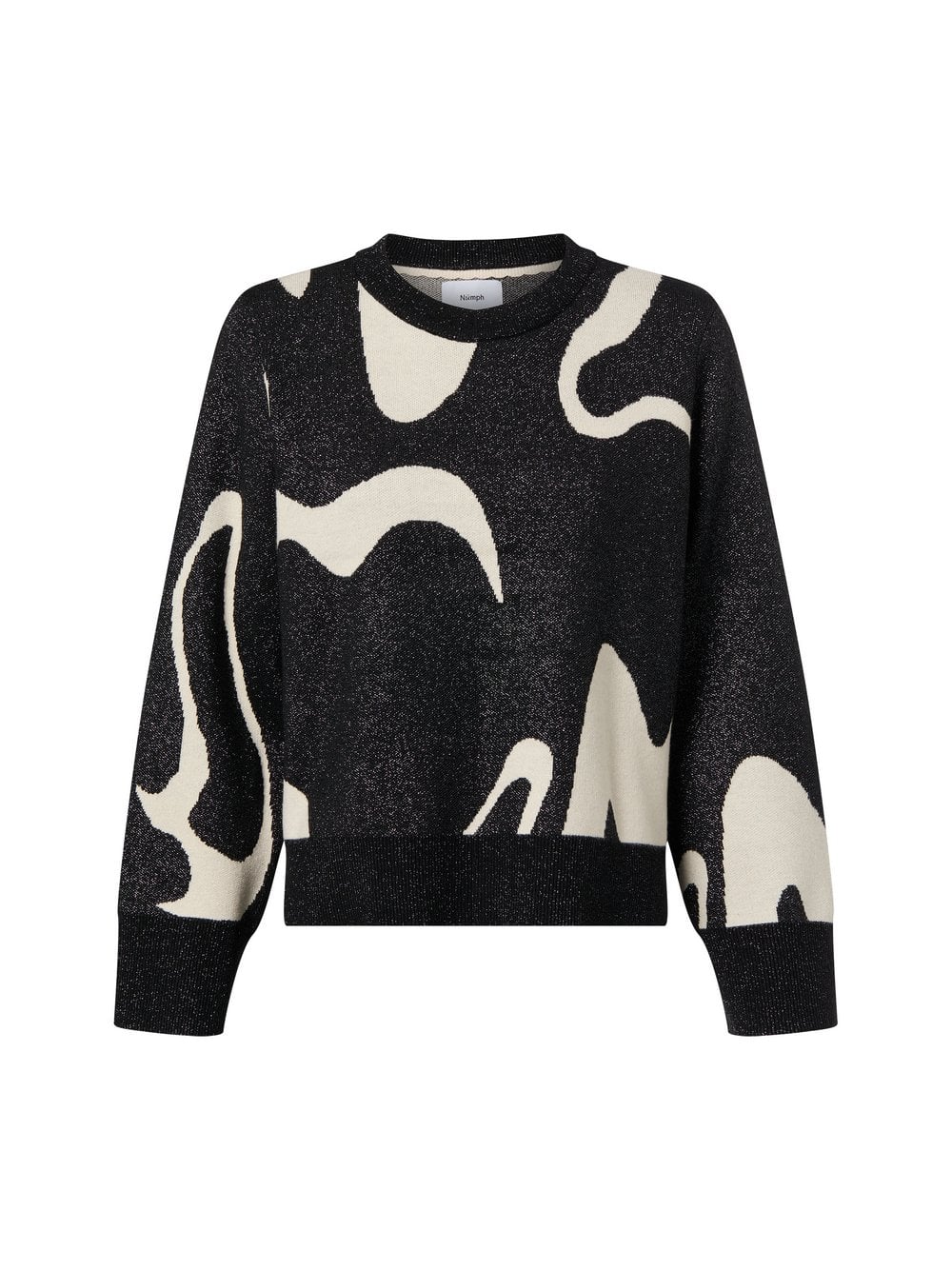 Nümph Damski sweter z dzianiny - NUMitzy Kobiety Sztuczne włókno czarny|biały wzorzysty, XS