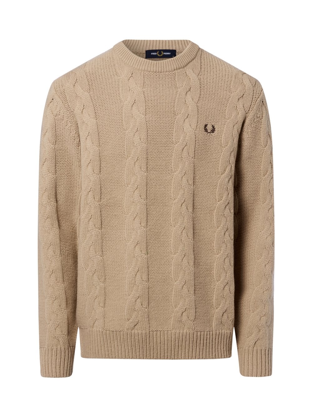 Fred Perry Męski wełniany sweter Mężczyźni brązowy jednolity, XL