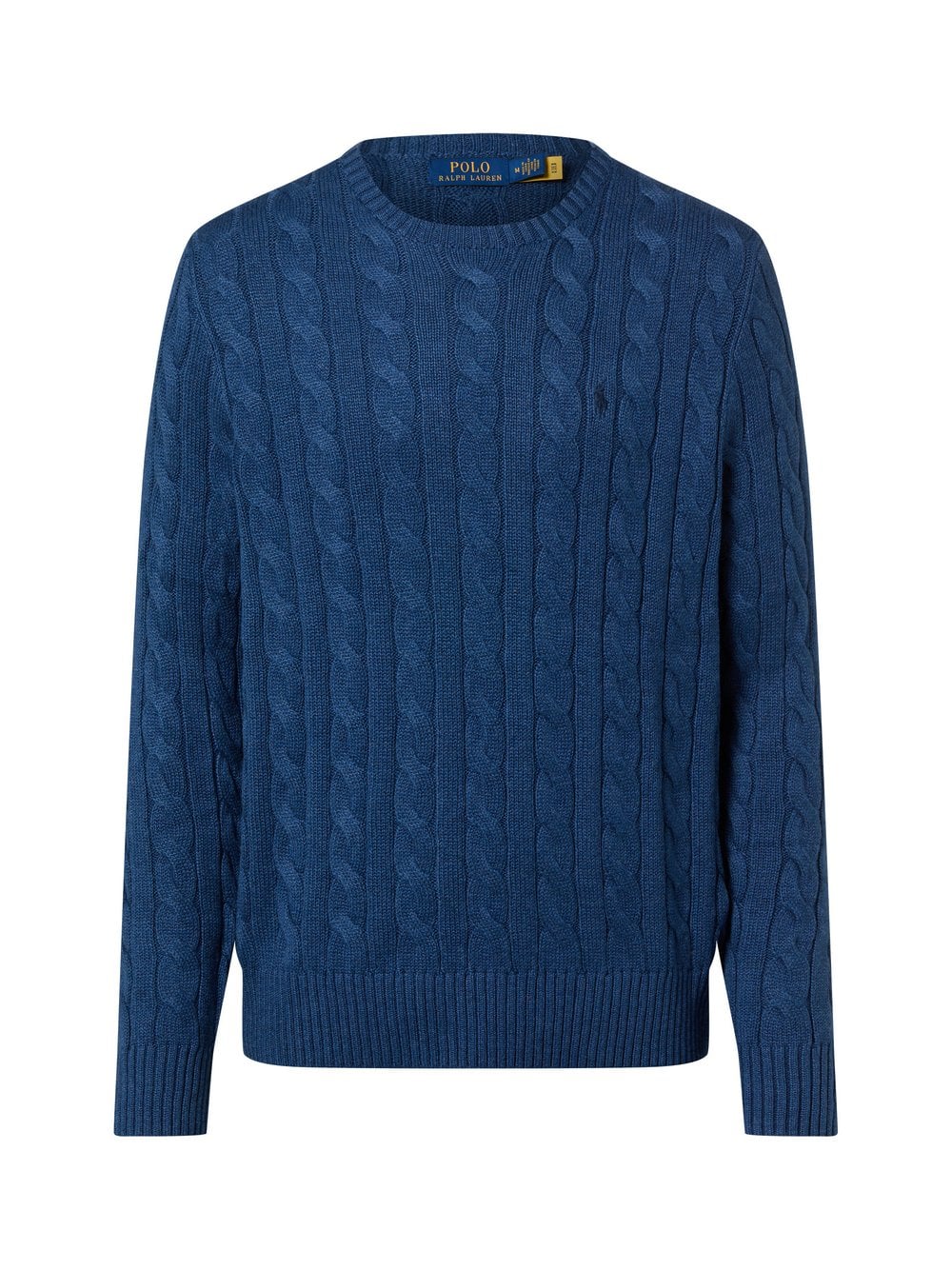 Polo Ralph Lauren Męski sweter z dzianiny Mężczyźni Bawełna niebieski jednolity, M