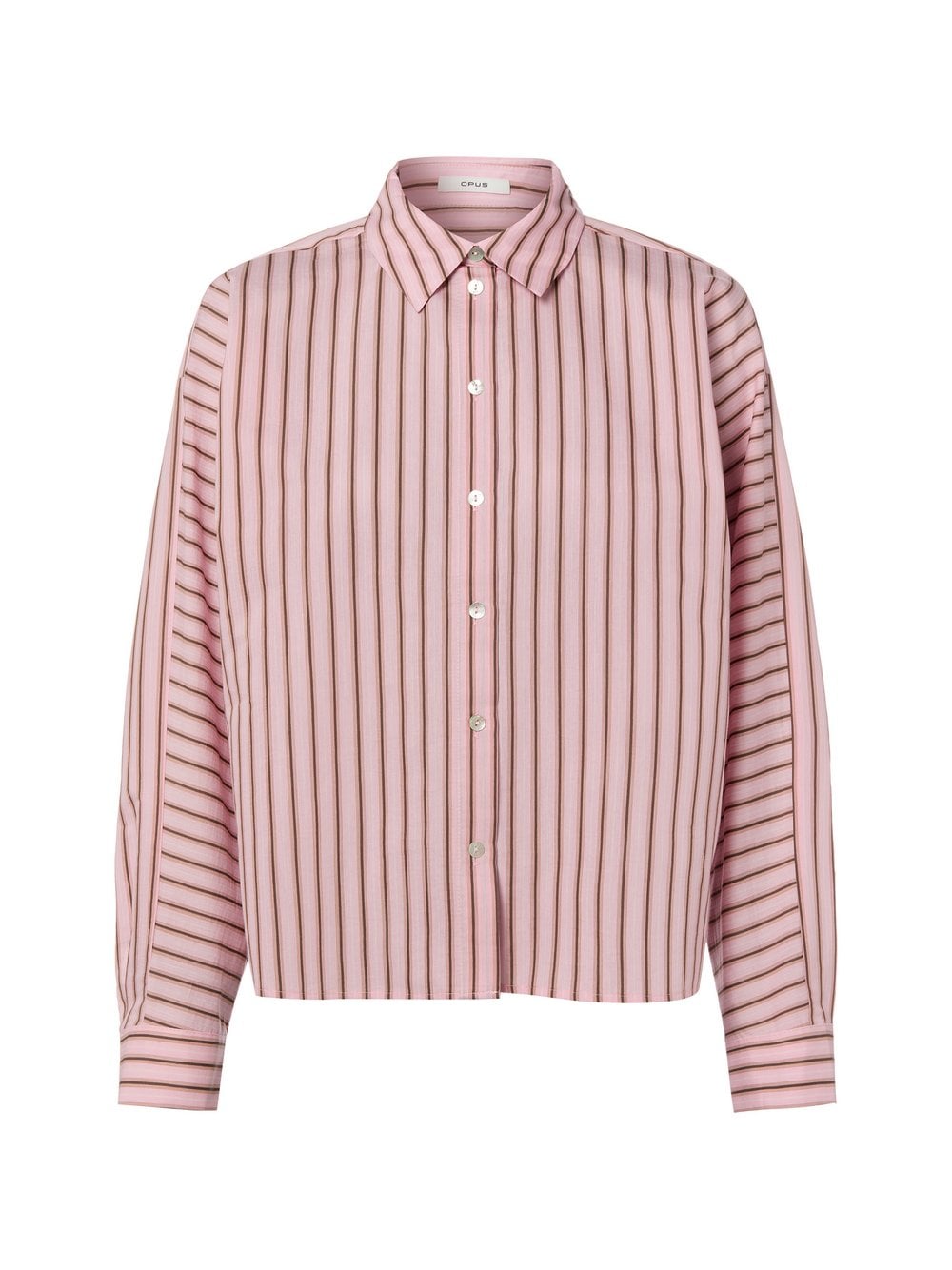 Opus Damska bluzka koszulowa - Foho Kobiety Bawełna różowy|zielony w paski, 42