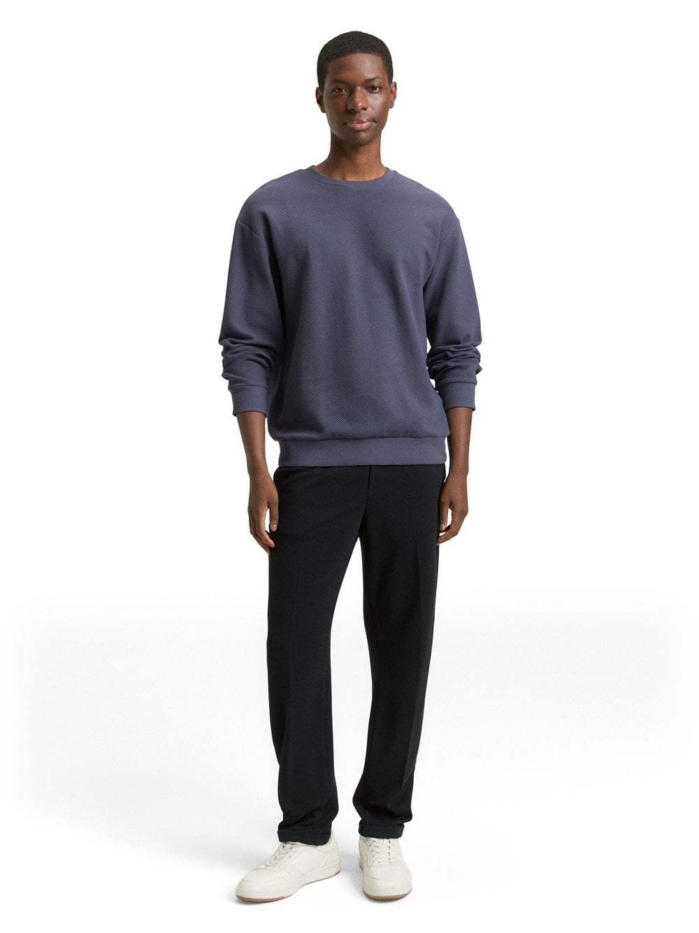 Tom Tailor Denim Bluza męska Mężczyźni Bawełna niebieski wypukły wzór tkaniny, S