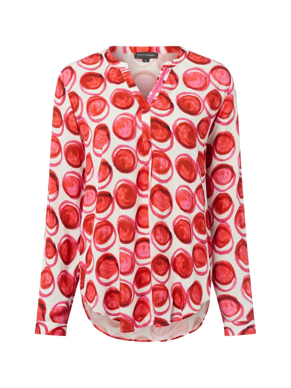 Franco Callegari Bluzka damska Kobiety wiskoza biały|wyrazisty róż w kropki, 36