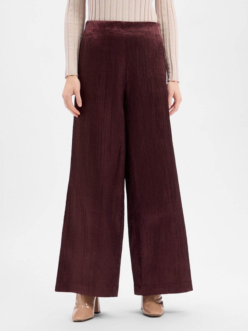 Y.A.S Spodnie - YASTira Kobiety Sztuczne włókno czerwony wypukły wzór tkaniny, 38