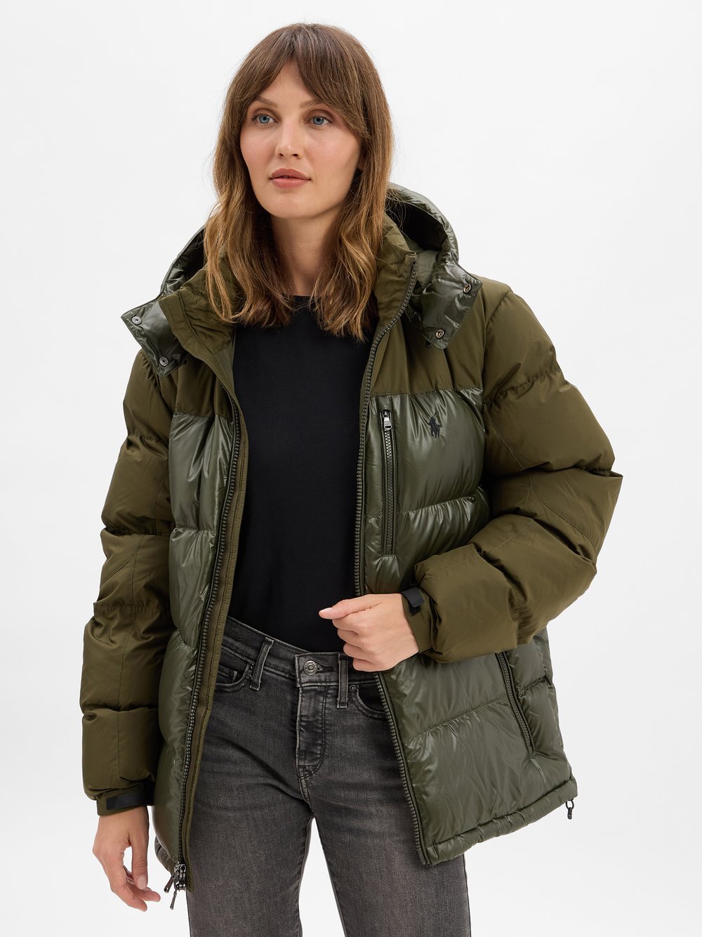 Polo Ralph Lauren Męska kurtka puchowa Mężczyźni zielony jednolity, L