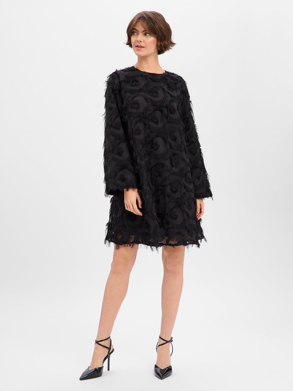 Y.A.S Sukienka damska - YASDio Kobiety Sztuczne włókno czarny wypukły wzór tkaniny, 40