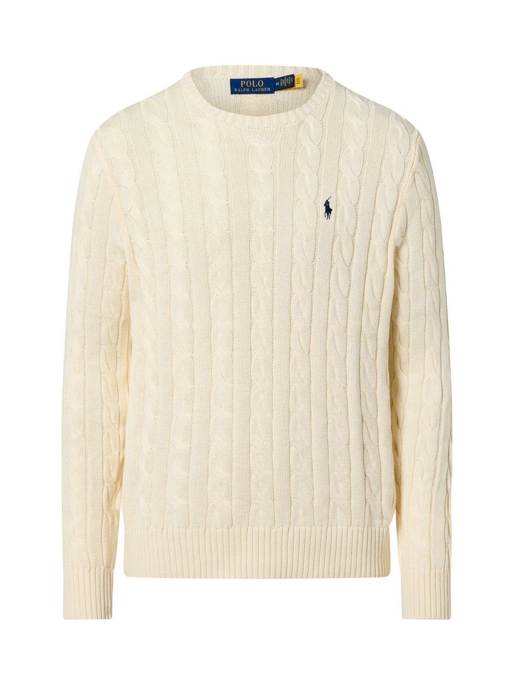 Polo Ralph Lauren Męski sweter z dzianiny Mężczyźni Bawełna biały jednolity, L