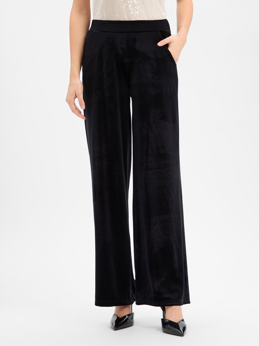 More & More Aksamitne spodnie Kobiety czarny jednolity, 36