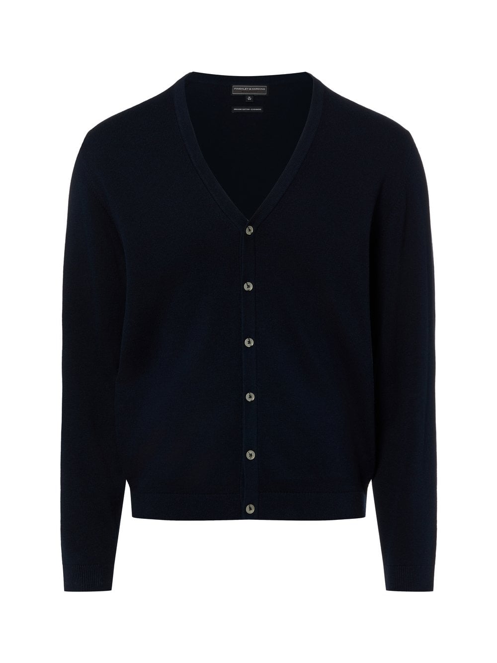 Finshley & Harding Męski kardigan z zawartością kaszmiru Mężczyźni Bawełna niebieski jednolity, XXXL