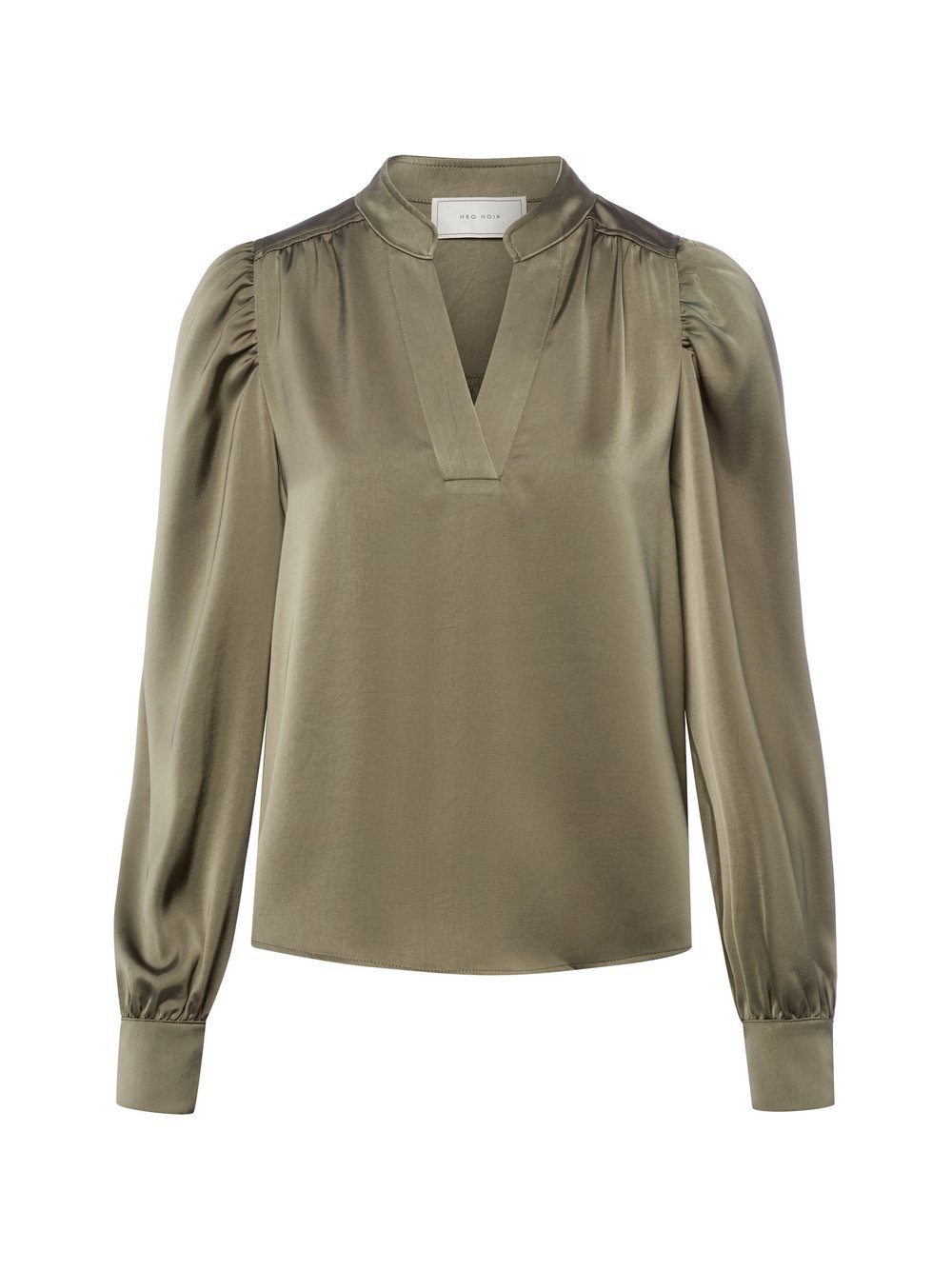 Neo Noir Bluzka damska - Rosslyn Kobiety Sztuczne włókno zielony|szary jednolity, 34