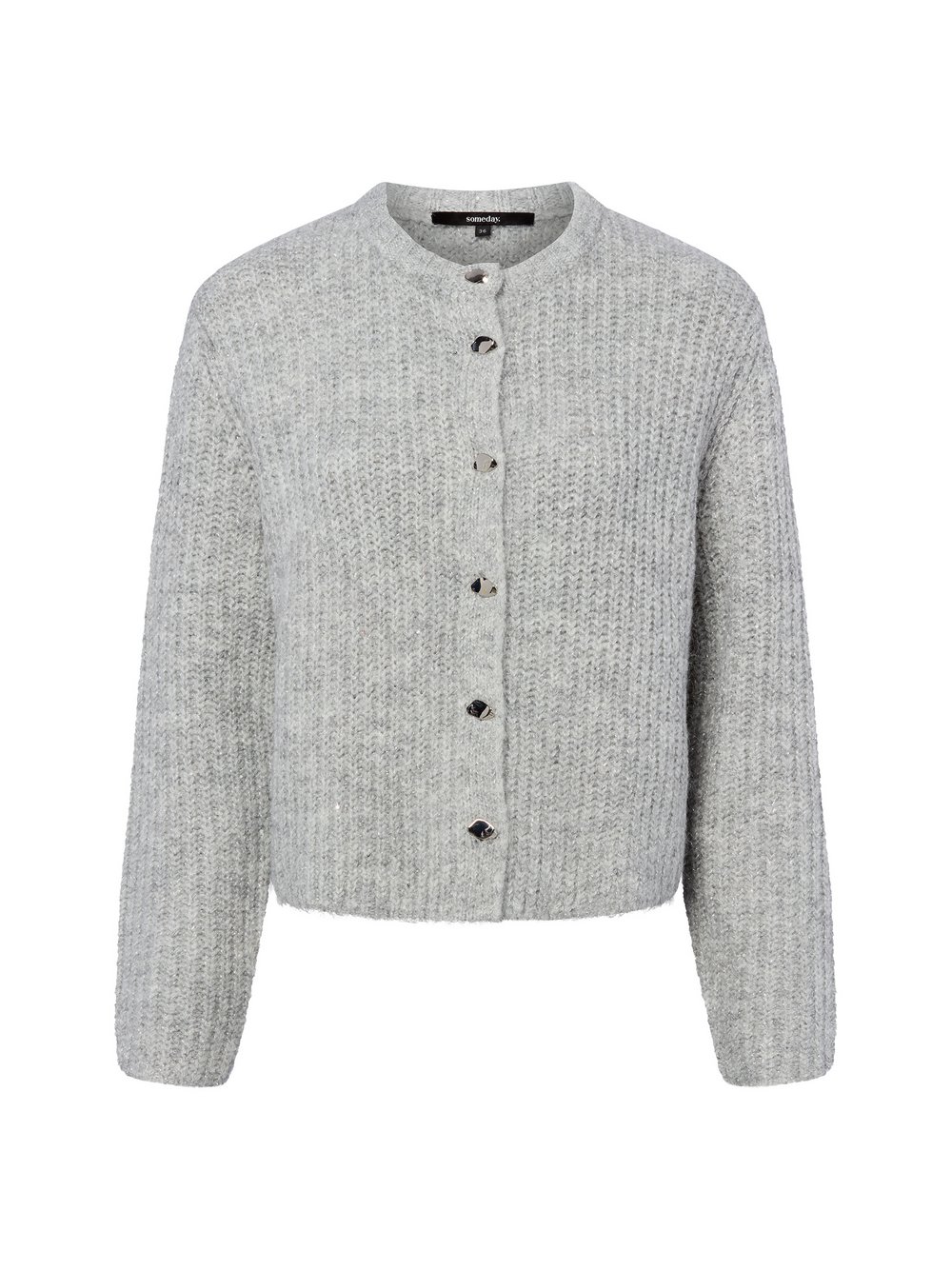 Someday Damski kardigan z zawartością wełny - Tiah Kobiety szary|srebrny marmurkowy, 42