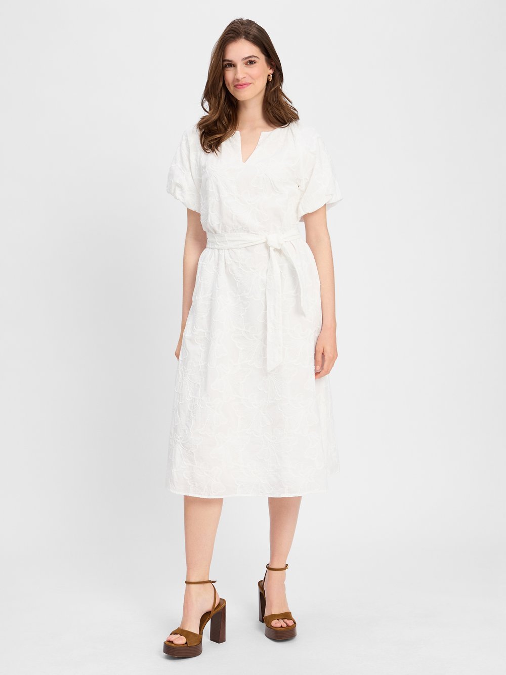 comma Sukienka damska Kobiety Bawełna biały wypukły wzór tkaniny, 44